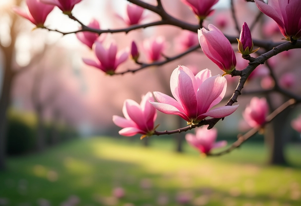 arbre fleurs roses